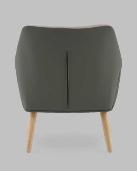 Кресло Харви серый с серой экокожей деревянные ножки