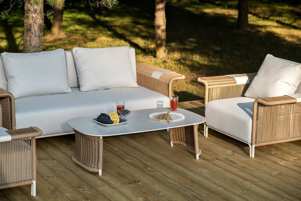 "Мальдивы" лаунж-зона из искусственного ротанга, цвет соломенный