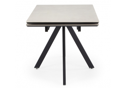 Керамический стол Woodville Вилли 120(180)х80 сarmen light grey, черный, ножки черные