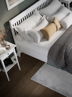 IKEA Кровать двуспальная HEMNES 160*200, белая, с металлической центральной перекладиной, из массива дерева, КЫМОР (ИКЕА ХЕМНЭС)