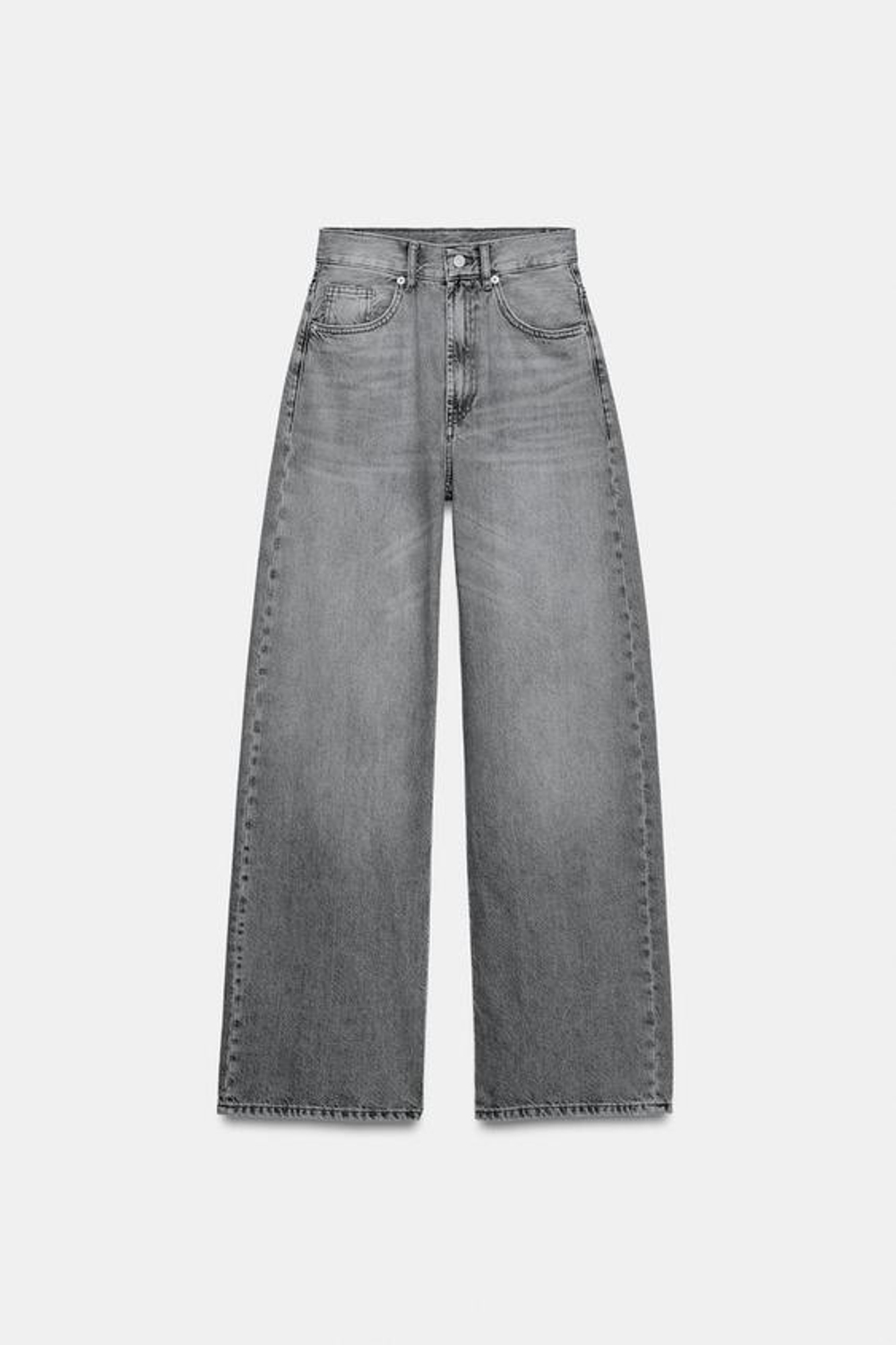 ZARA ДЖИНСЫ TRF EXTRA WIDE-LEG С ВЫСОКОЙ ПОСАДКОЙ, СВЕТЛО-СЕРЫЙ