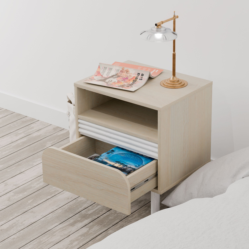 Тумба прикроватная Ола с ящиком, на ножках, 48х40х55 см