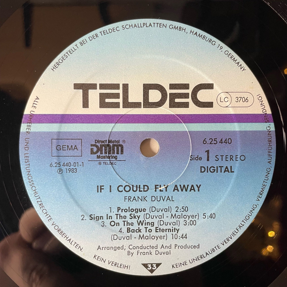 Винтажная виниловая пластинка LP Frank Duval, If I Could Fly Away (Германия 1983)