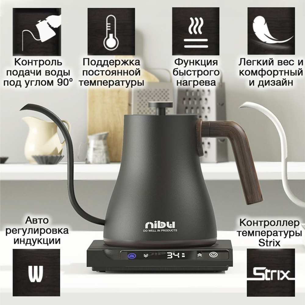 Чайник с регулировкой температуры нагрева (белый)