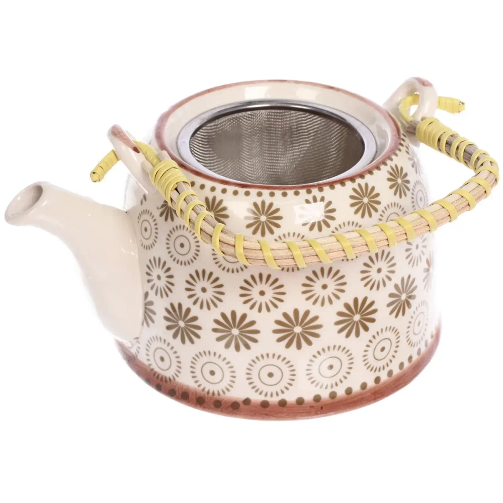 Чайник заварочный керамический 700мл с ситом «Цветочная фантазия»