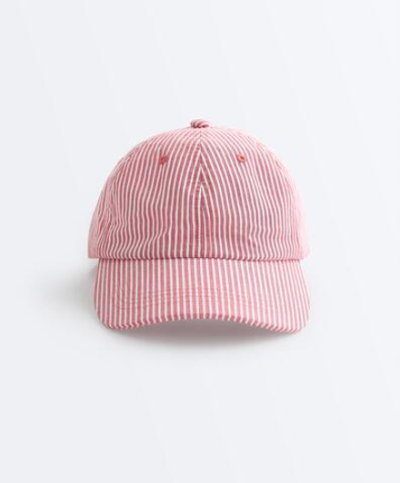 OYSHO Кепка из 100%-го хлопка в полоску, красный