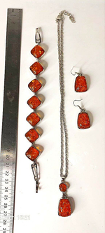 Элегантный комплект бижутерии с бижутерной смолой с янтарным оттенком  «Янтарное сияние» – Готовый образ в одном наборе!