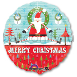 Фольгированная фигура, круг, Санта игривый S40,18"/46СМ