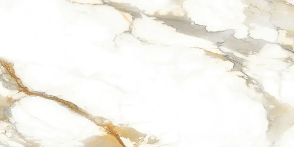 Керамогранит Alma Ceramica GFA114CLR04L Calacatta Oro 114x57 бежевый / белый лаппатированный под мрамор