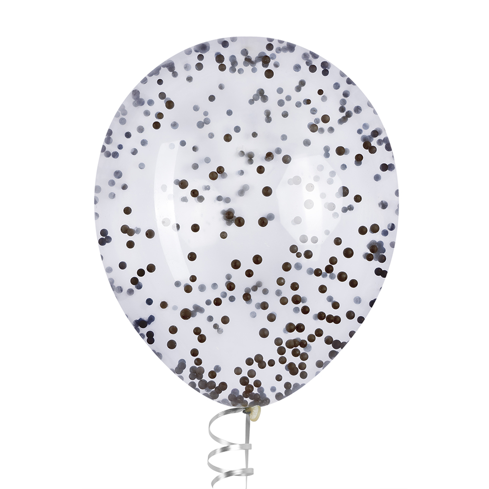 Шар с конфетти пенопласт, Черный 32 см (СГ-17)