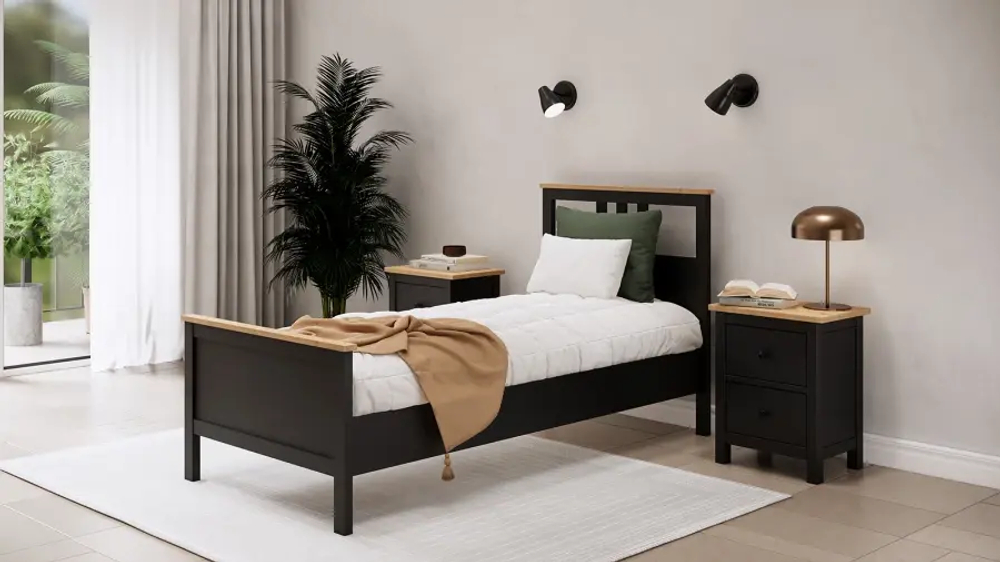 Кровать - аналог IKEA HEMNES / ХЕМНЭС/ ХЕМНЕС / КЫМОР / ИКЕА 90х200 см, черный/светло-коричневый