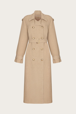 ТРЕНЧКОТ ИЗ БЕЖЕВОЙ СМЕСОВОЙ ШЕРСТИ