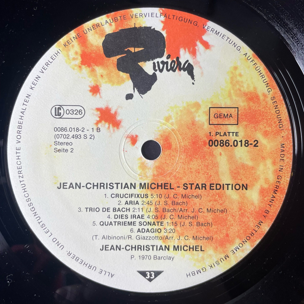 Винтажная виниловая пластинка LP Jean Christian Michel, Star Edition (Германия 1978)