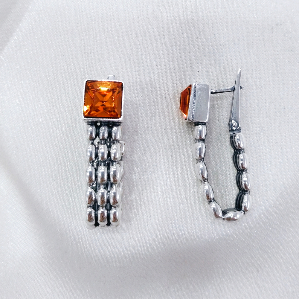 "Авенсис" серьги в серебряном покрытии из коллекции "Форсаж" от Jenavi с английским замком