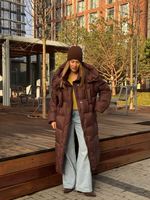 Пуховик Сахалин макси шоколад