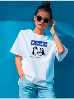 Футболка оверсайз с котиками y2k