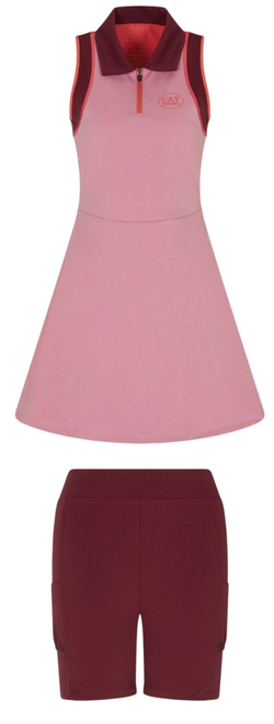 Теннисное платье EA7 Tennis Pro Freestyle Polo - dusky orchid/bordeau