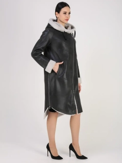 Дубленка зима натуральная удлиненная с капюшоном