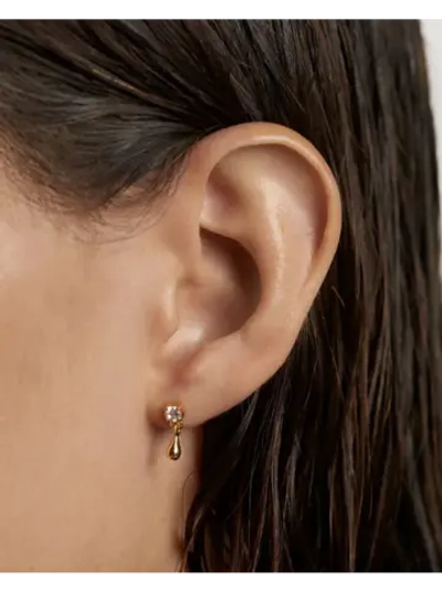 Одиночная серьга Tide серебро 925 пробы покрытое золотом