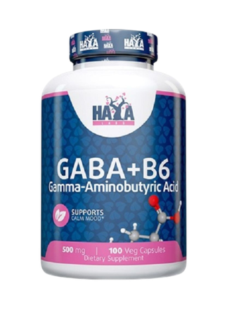 HaYa Labs ГАМК + Б6 (Gaba + B6) 500 mg 100 caps, Гамма-аминомасляная кислота