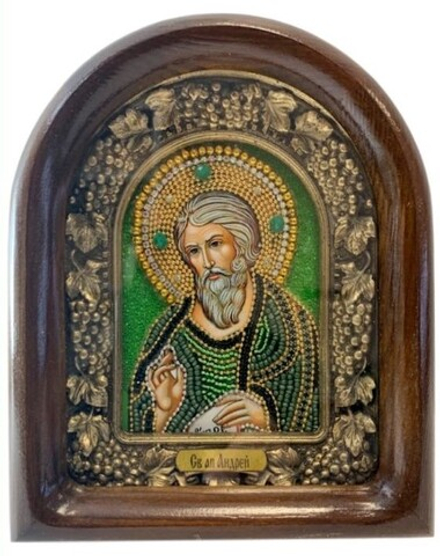 Икона малая со стразами на дереве св. ап. Андрей (Дивеевские иконы)