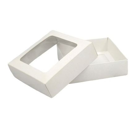 Коробка для пряников и печенья с окном белая 10х10х3 см