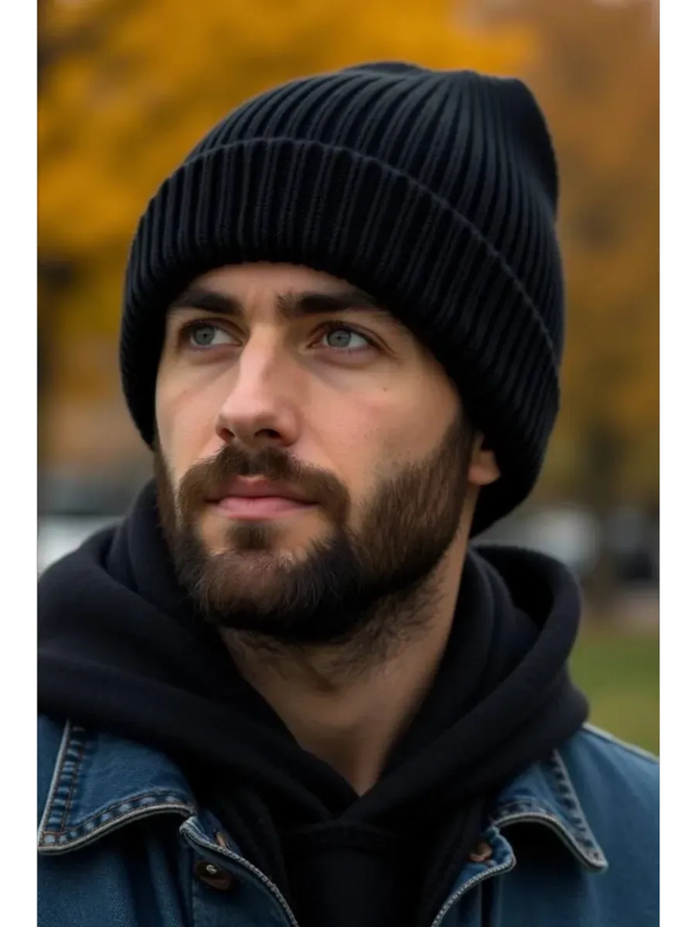 шапка вязаная с отворотом зимняя теплая