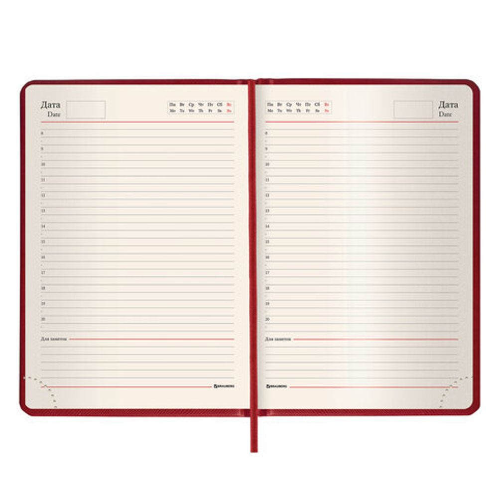 Ежедневник недатированный А5 138х213 мм BRAUBERG "Iguana" под кожу, 160 л., бордовый, 125092