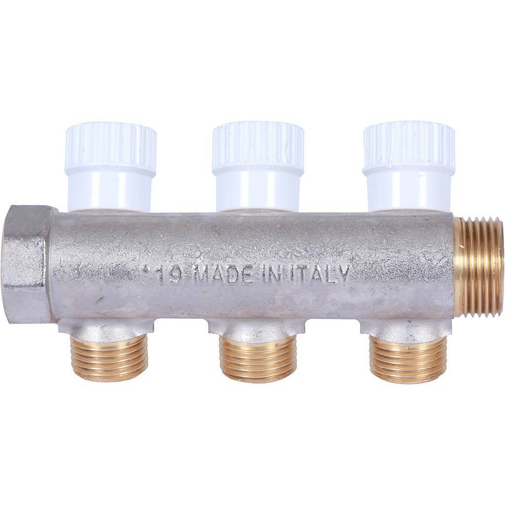 Коллектор распределительный STOUT 3/4" на три отвода 1/2" под плоское уплотнение