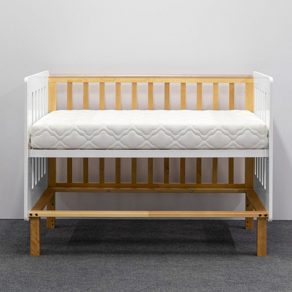 Кровать Antemi Mari 120х60 с маятником Ник 14 б/д Белый/Дерево + НиК 15 д Дерево