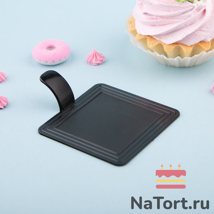 Подложка пластиковая квадратная с держателем (цвет Черный)