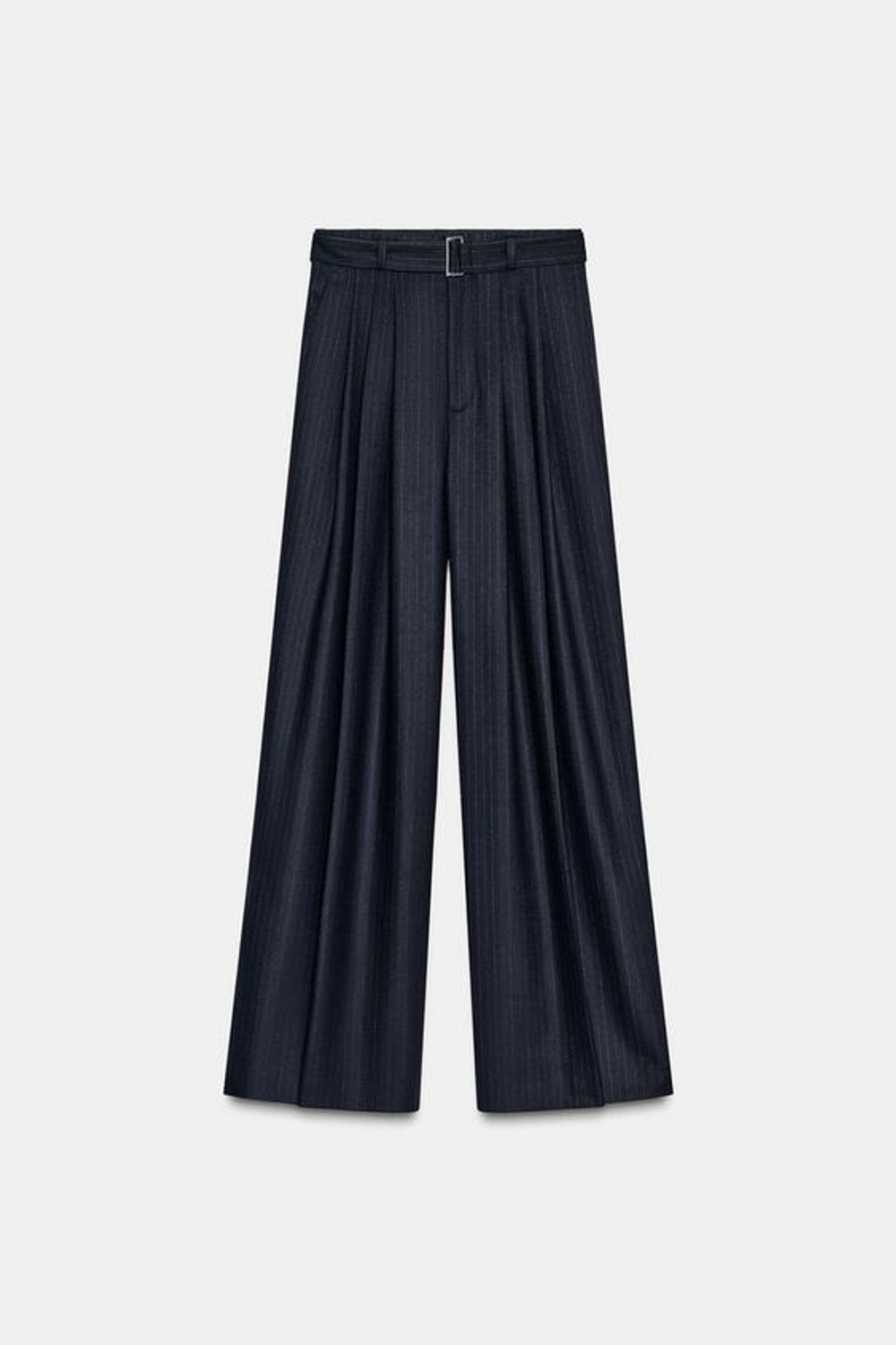 ZARA БРЮКИ В ПОЛОСКУ С РЕМНЕМ — ZW COLLECTION, СИНИЙ