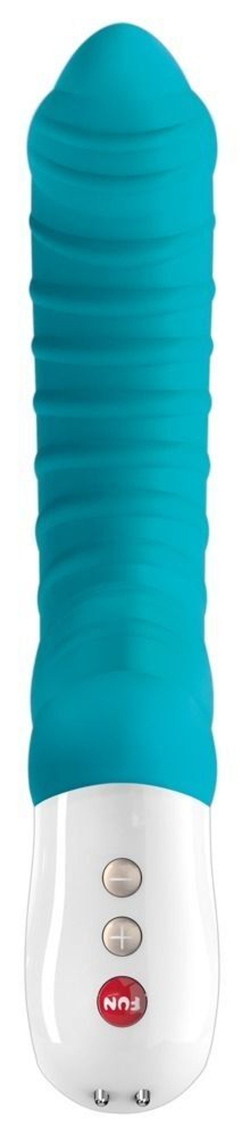 Бирюзовый вибратор с рёбрышками Tiger - 22,3 см. (Цвет: бирюзовый)