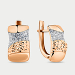 Серьги женские из розового золота 585 пробы с фианитами (арт. 002-0658-7101-011)