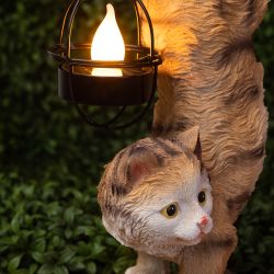 Светильник уличный ЭРА ERASF22-01 садовый на солнечной батарее садовый Кот Акробат 37 см | Садовые декоративные светильники