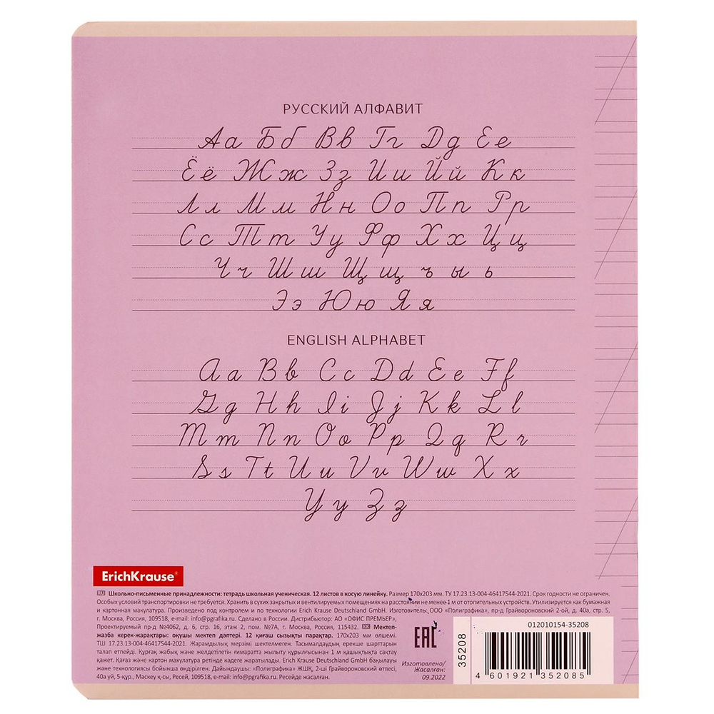 Тетрадь школьная А5 12л косая линия,ассорт "Классика Visio" (Полиграфика) микс цветов (комплект 5 шт)