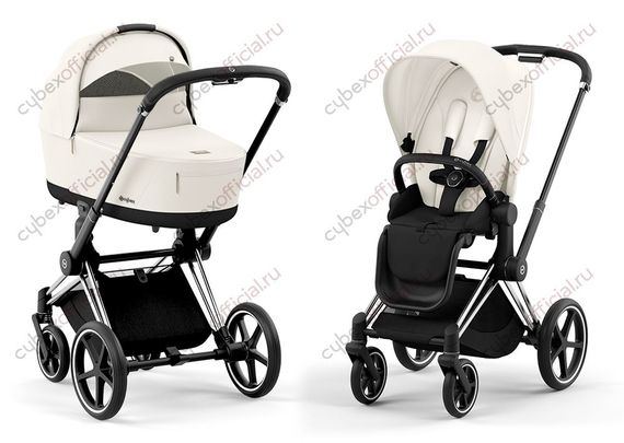 Детская коляска Cybex Priam IV 2 в 1 Off White шасси Chrome Black