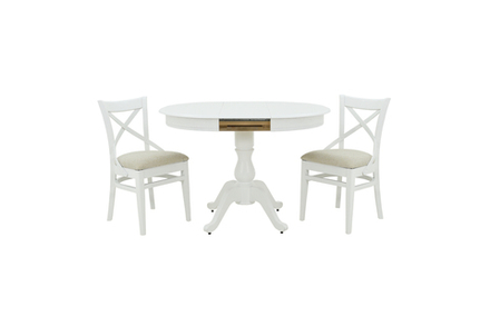 Обеденная группа Аврора Фабрицио/Соло Венский 2 белая, Дождь 29-4 Жаккард (100363, 101985)