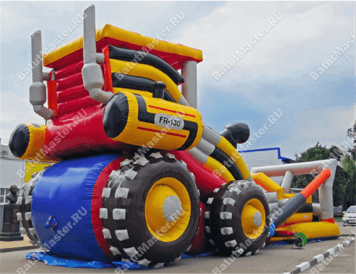 Детский надувной батут-горка "Бульдозер" 14*7*8.5 м