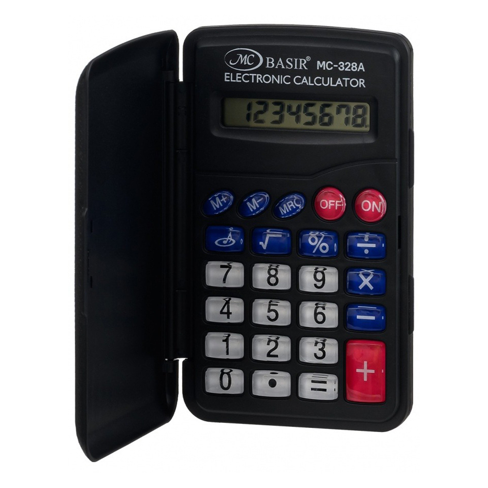 Калькулятор карманный Basir 8 Bit с крышкой, LCD, 9.8*6*1.1 см, чёрный