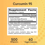 Jarrow Formulas, Curcumin 95, экстракт куркумы, 500 мг, 60 растительных капсул