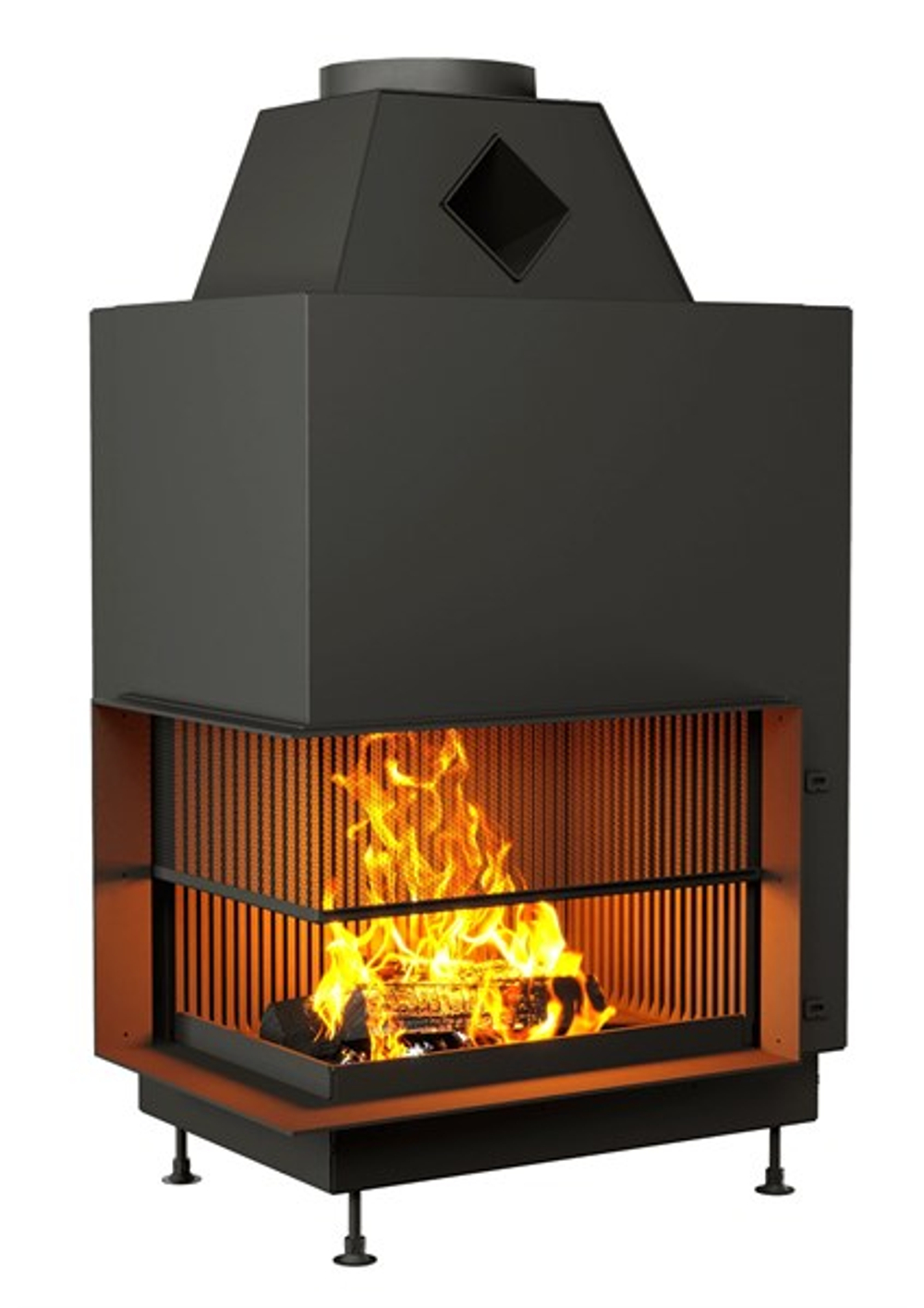 Открытая каминная топка с сеткой АСТОВ О2С 70\50 ЛЕВАЯ