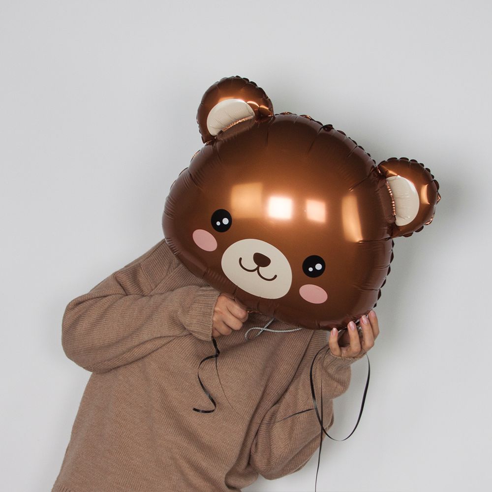 Шар (24''/61 см) Фигура, Голова, Милый медведь, 1 шт.