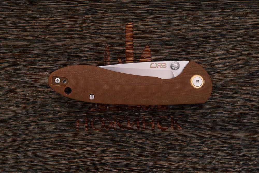 Нож складной CJRB Feldspar, клинок 89мм, сталь D2, рукоять G10 коричневый