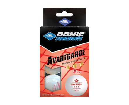 Мячики для н/тенниса DONIC AVANTGARDE 3* 40+, 6 штук, белый