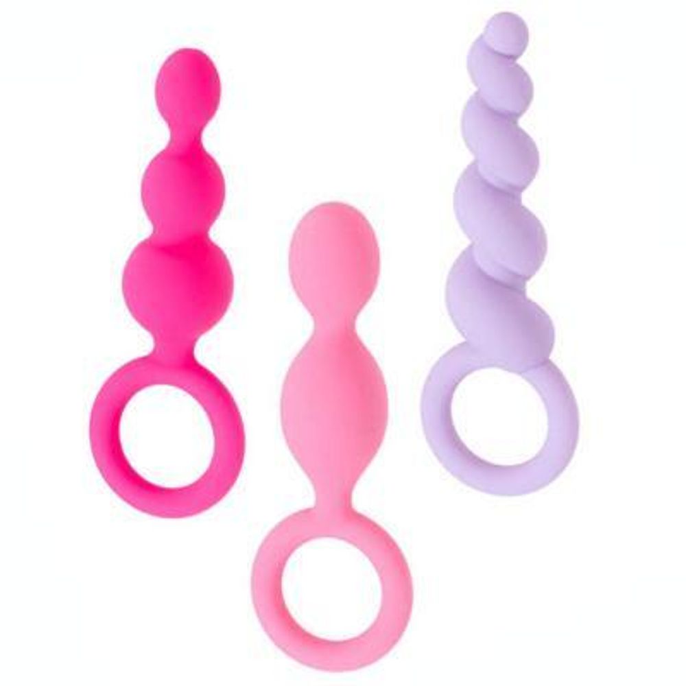 Набор анальных пробок Satisfyer Plugs colored (set of 3)  Розовый, сиреневый, EE73-775-0118