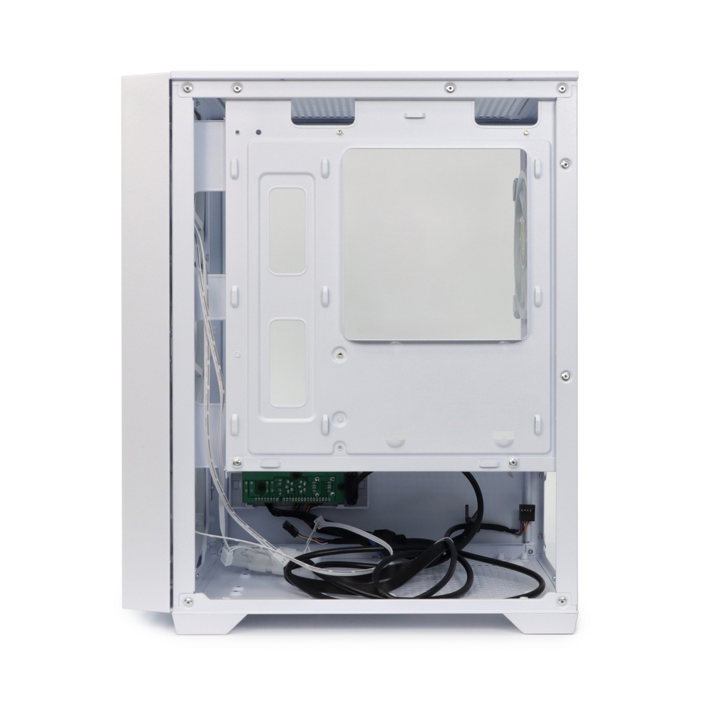 Корпус BaseTech eXtreme GFX-06, Без БП, mATX, белый, 4xFRGB FAN, 2xUSB2, 1xUSB3, бок: закалённое стекло (BT-GFX-06W-MESH-4F-RGB)