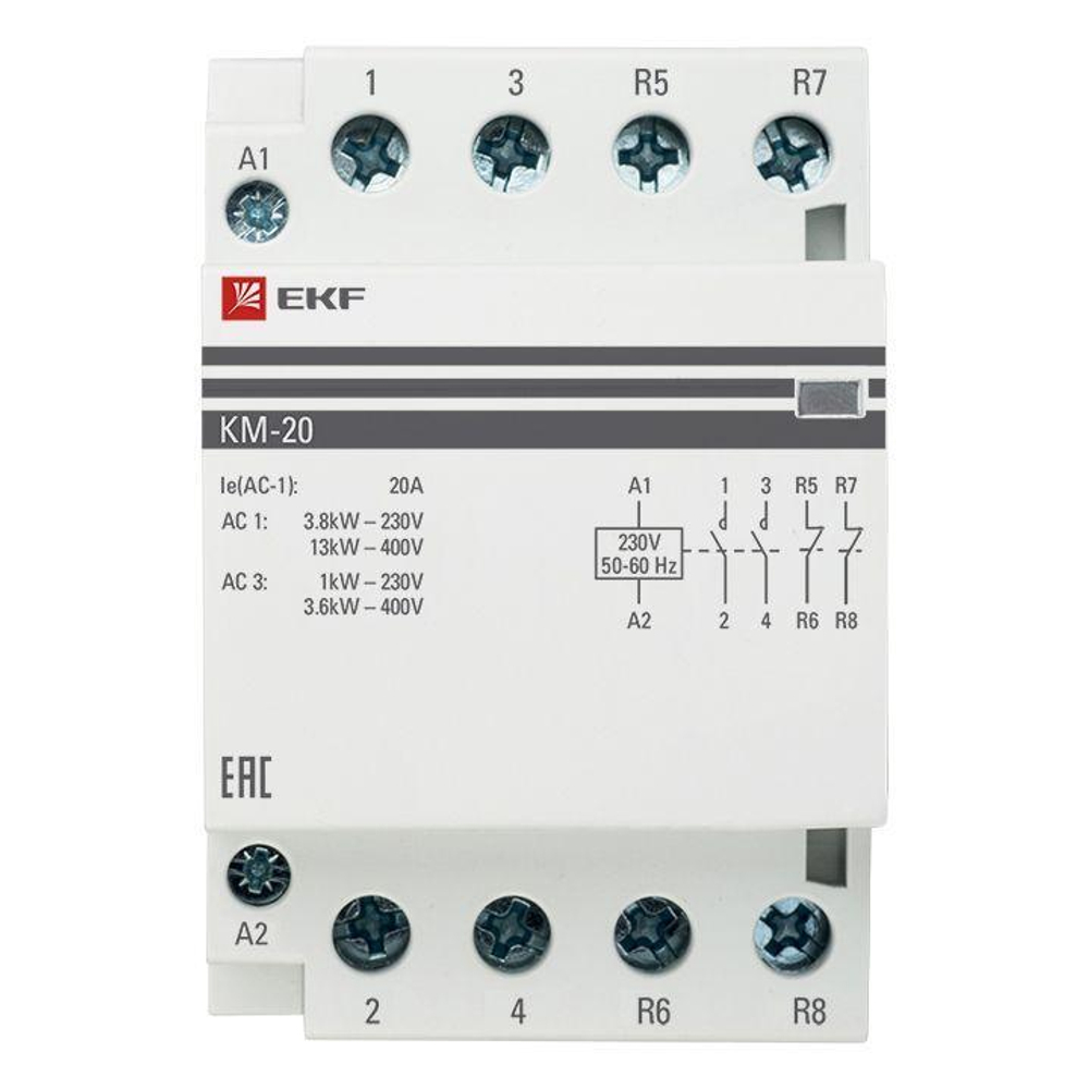 Контактор модульный КМ 20А 2NО+2NC (3 мод.) PROxima EKF km-3-20-22