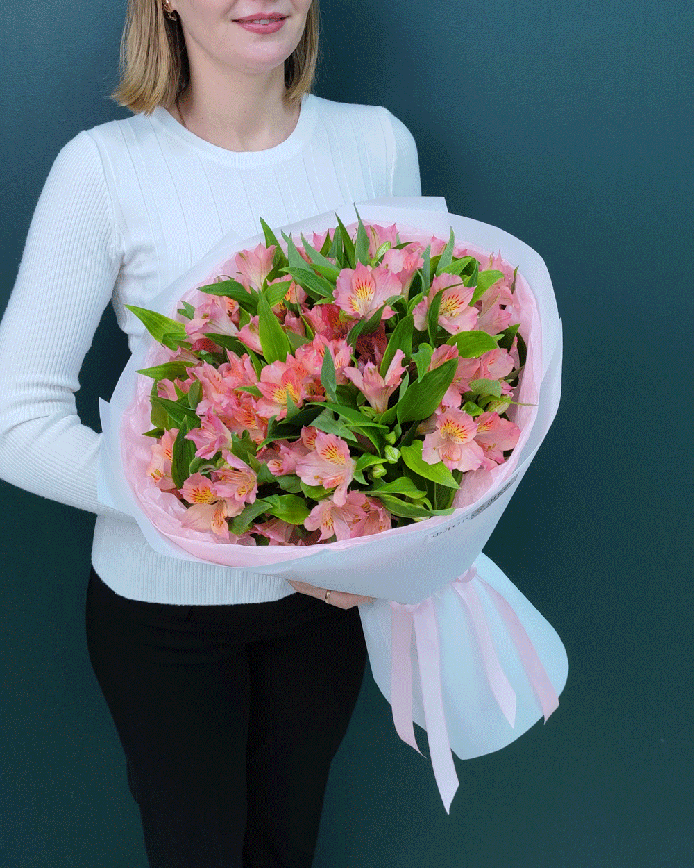 Букет альстромерия розовая,9 веток(00345)