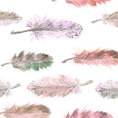 нежные акварельные перья на белом фоне